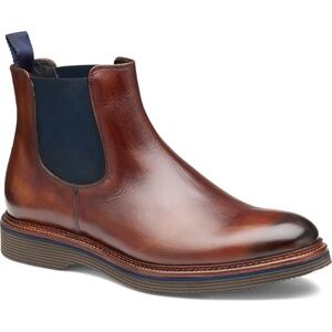 NWB Men's Johnston & Murphy Jenson Chelsea Boot Brown Navy Size 10.5 M